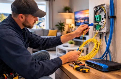 High Speed Internet Central Washington fiber broadband technician installing home internet connection in Yakima WA by Advanced High Speed Internet