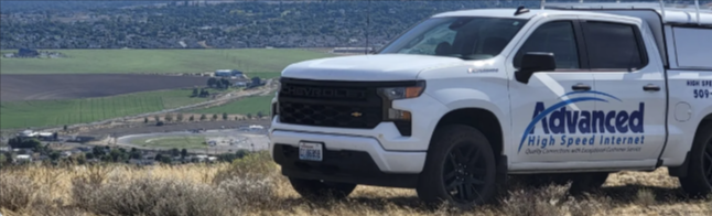 Advanced High Speed Internet service truck overlooking the Yakima Valley